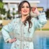 Caftan marocain bleu ciel brodé